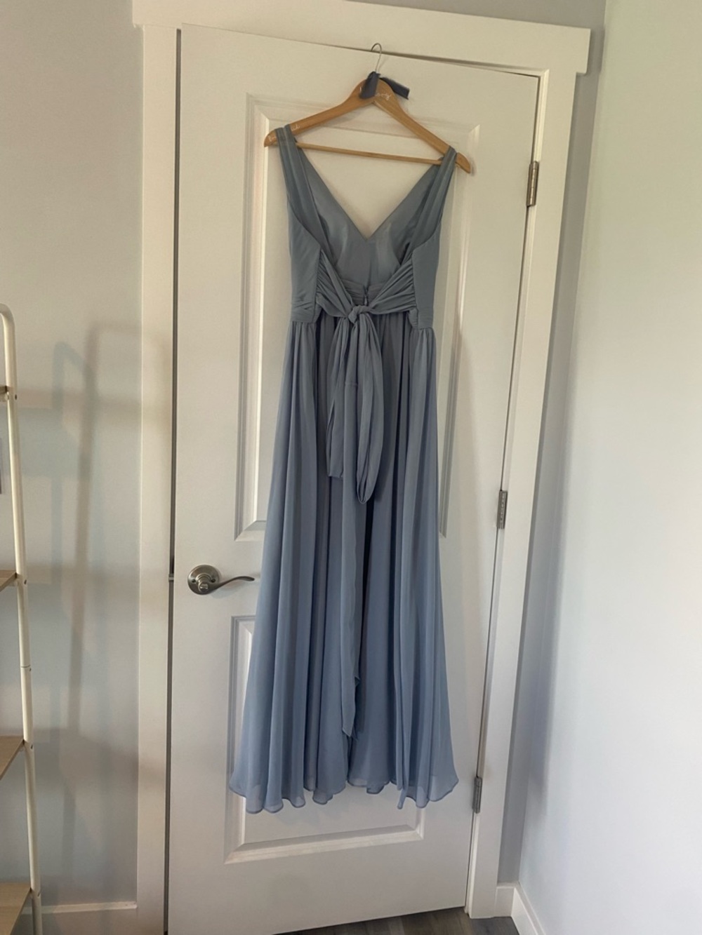 Azazie Dusty Blue Kora Pleated Chiffon Maxi Dress - Picture 3 of 8